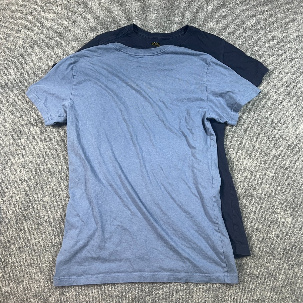 Polo Ralph Lauren T Shirt Boys Medium Blue Slim Fit Short Sleeve Cotton Lot Of 2 - Picture 2 of 11
